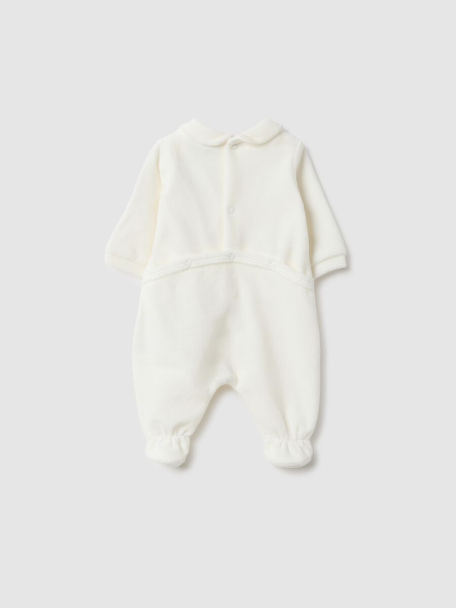 Tutina bianca da neonato in misto cotone regular fit con ricami_1