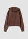 Brown fitted cotton-blend hoodie_0
