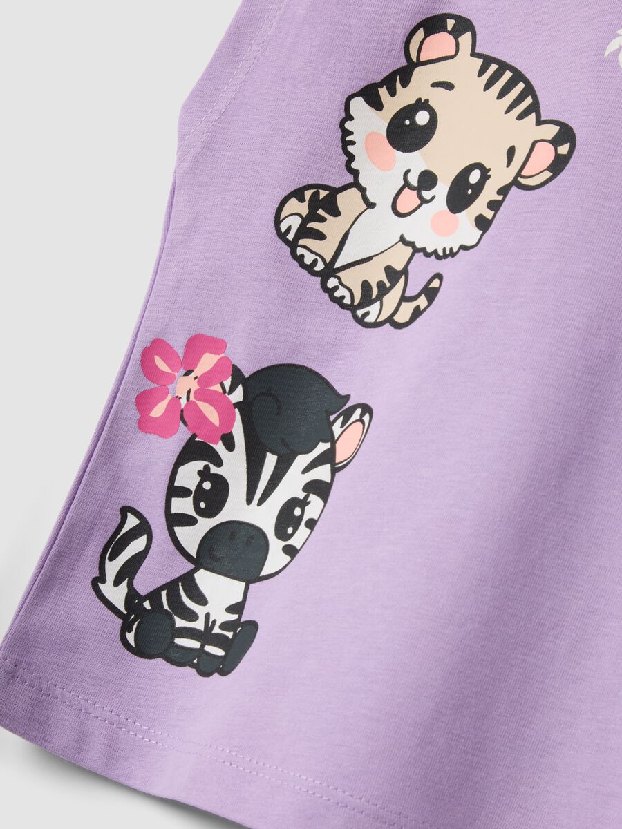 Purple pure cotton tank top with tropical print_3