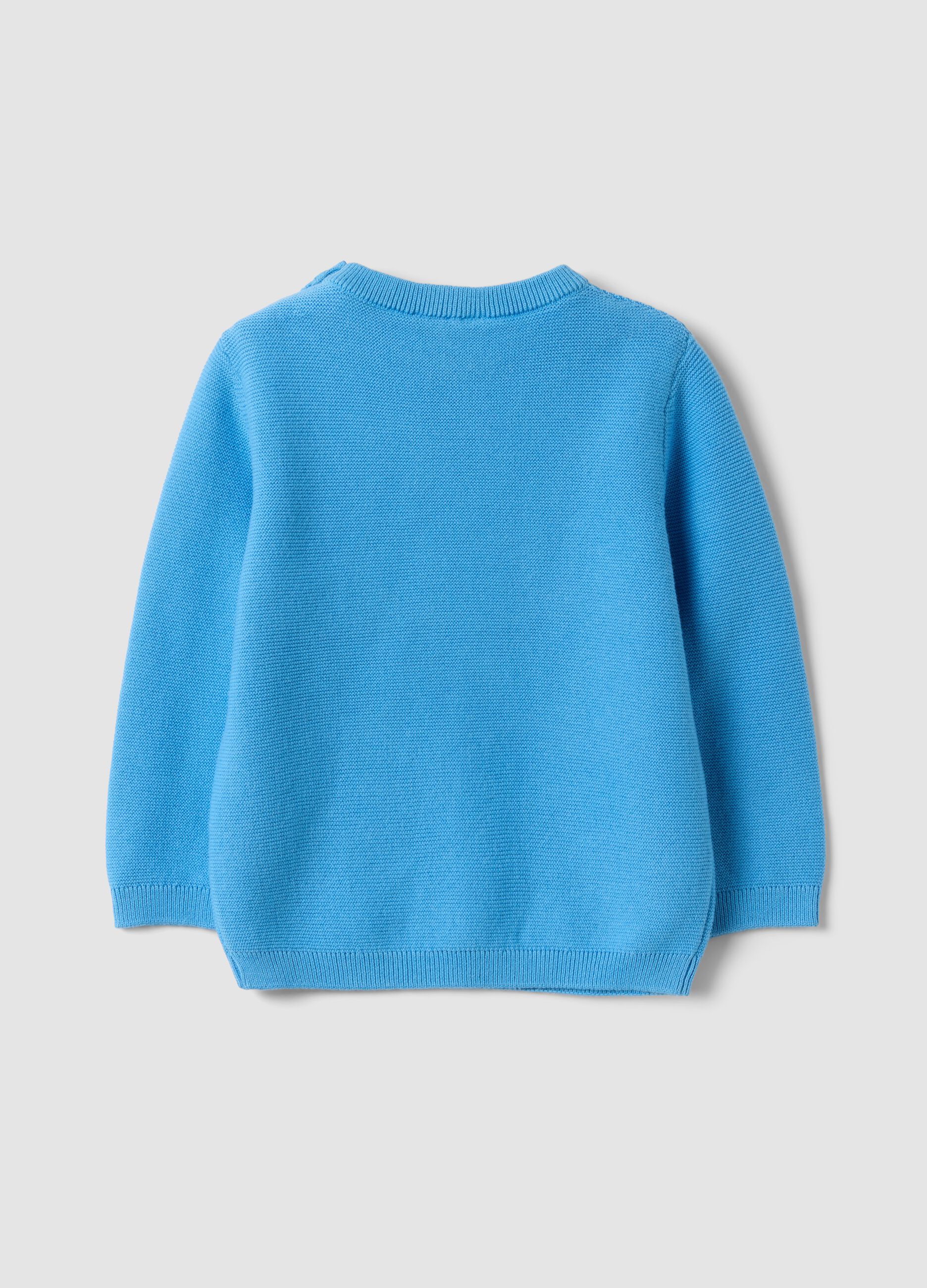 Maglia azzurra in puro cotone a girocollo in maglia regular fit per bimbo