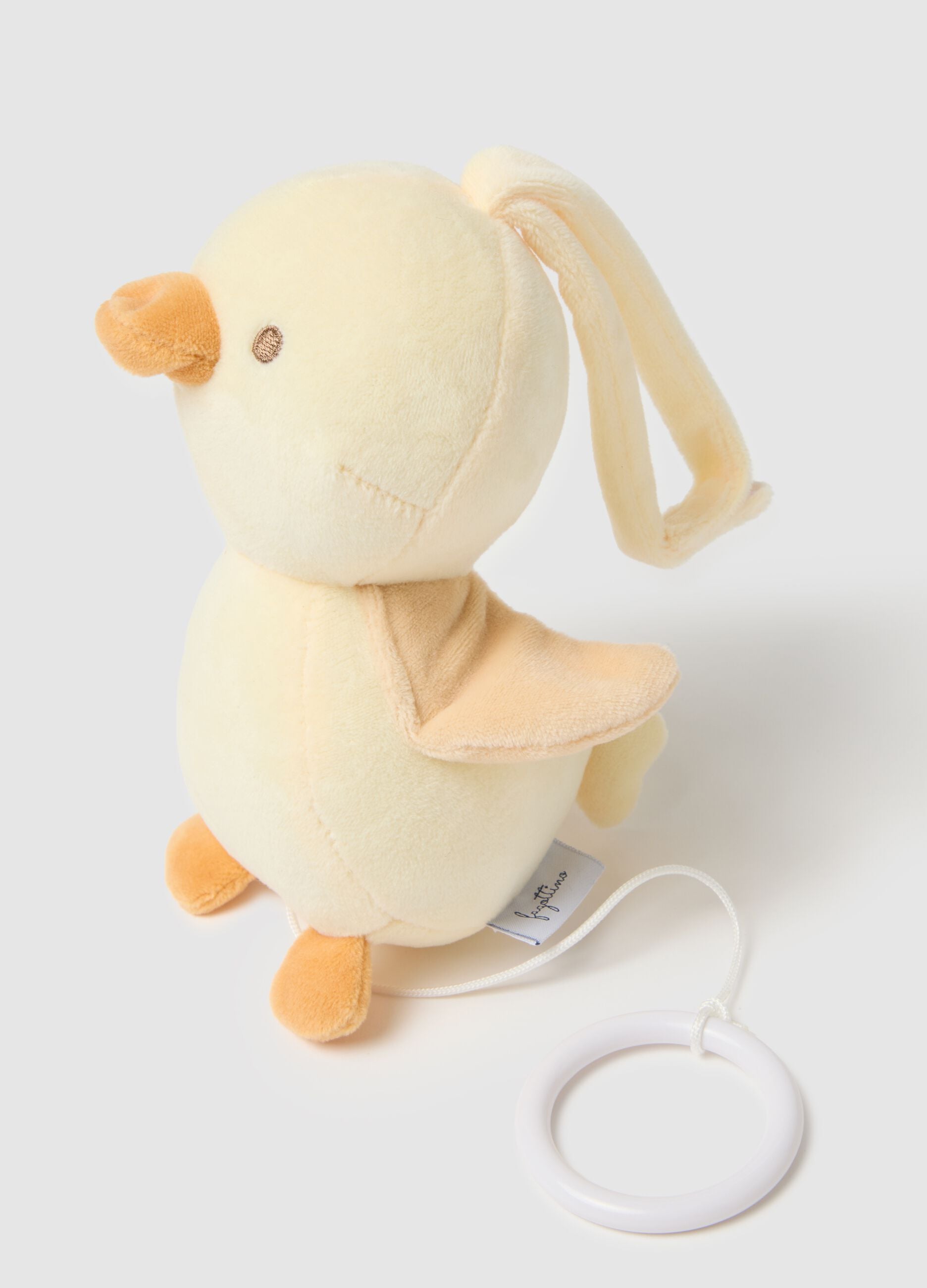 Beige velour musical mobile for newborns