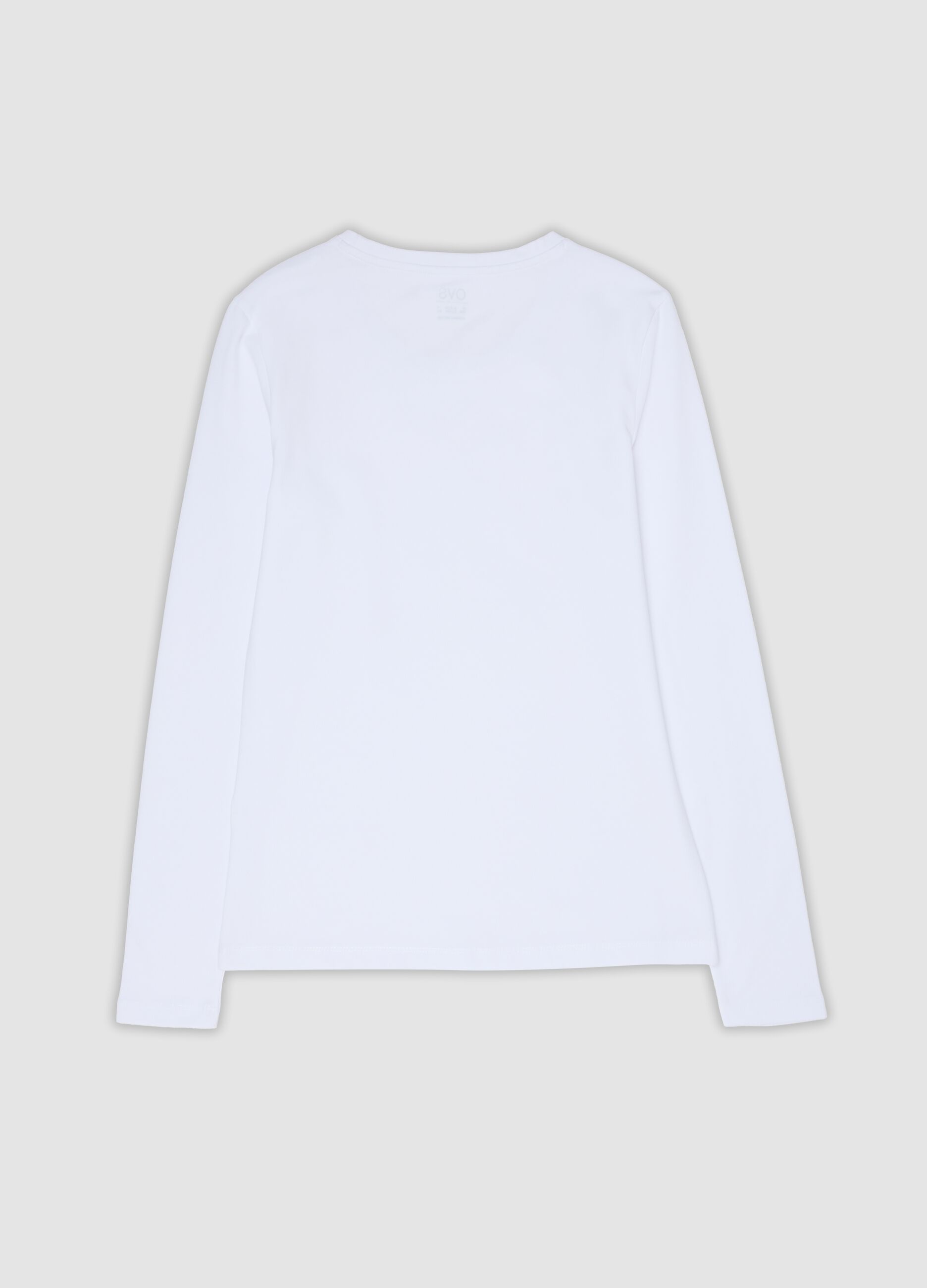 White crew-neck top in stretch organic cotton