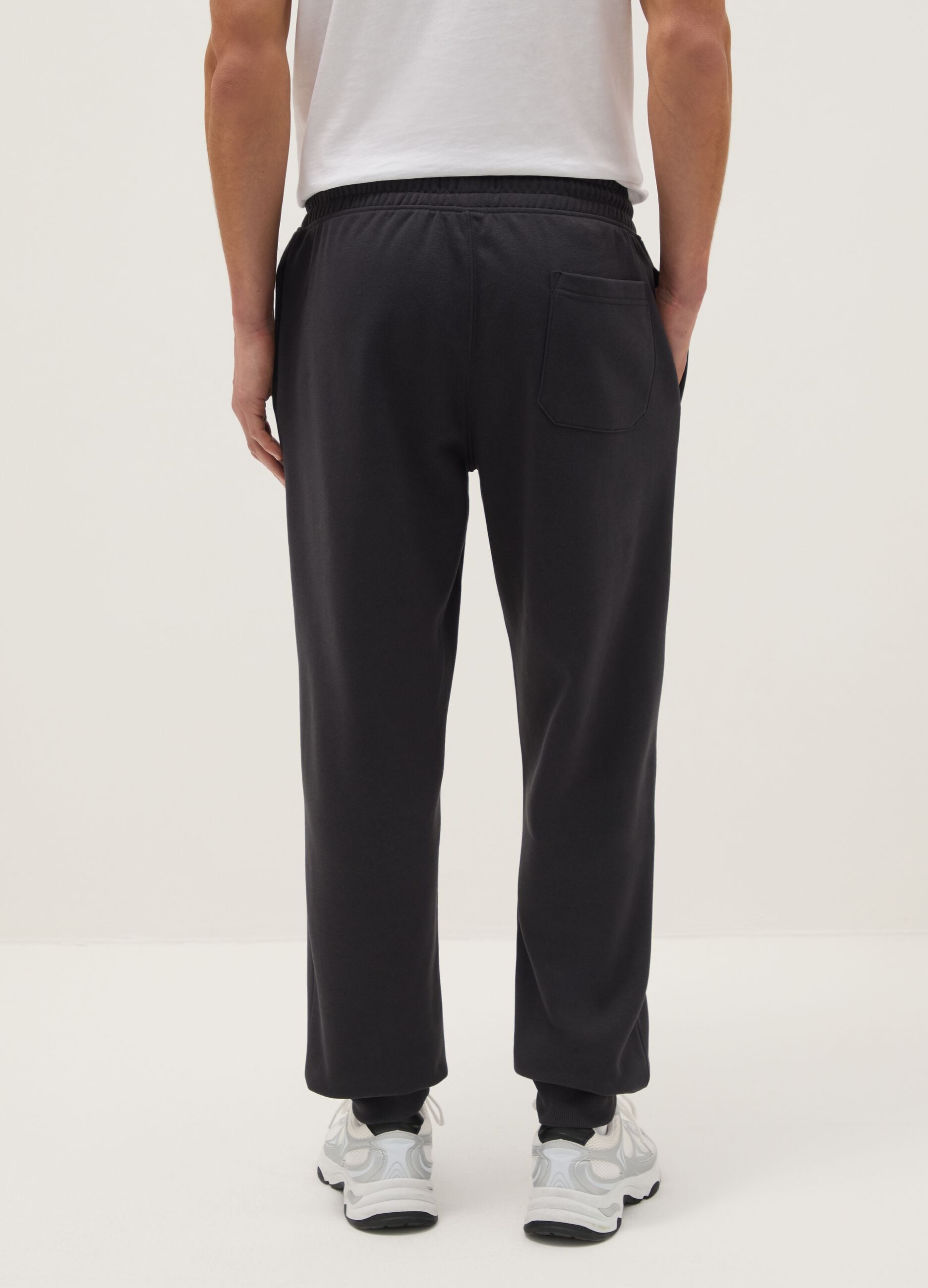 Black Regular Fit Cotton Blend Joggers