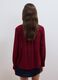 Red regular-fit blouse with V-neck and tie detail_3