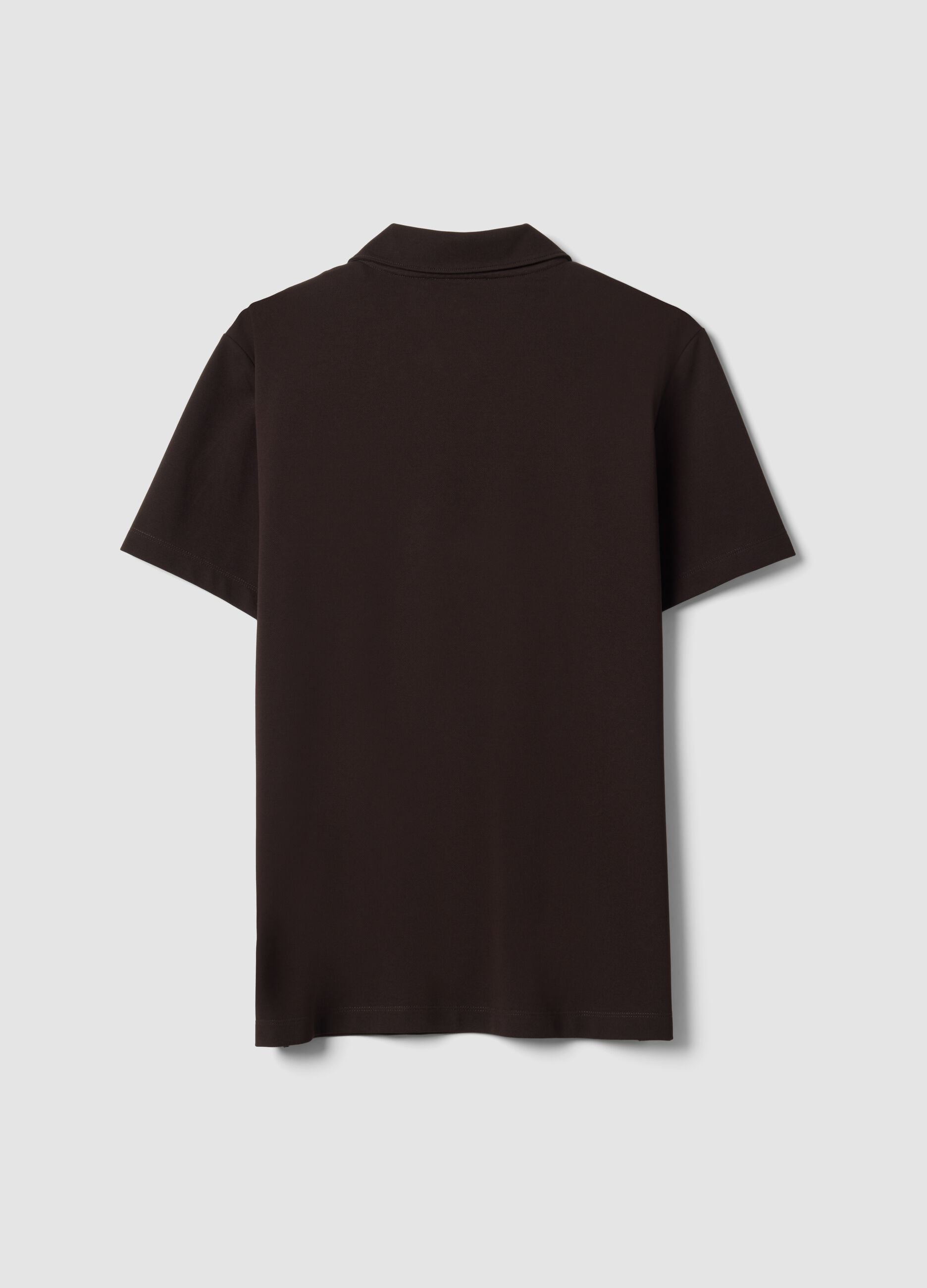 Brown 2-Way Stretch cotton polo shirt, regular fit