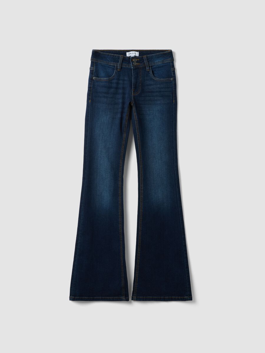Blue stretch-cotton flare jeans_0