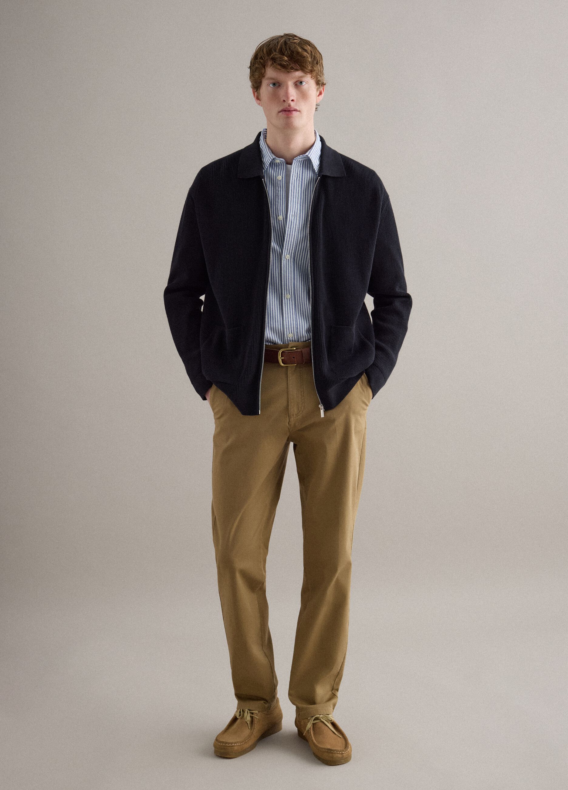 Pantaloni chino marrone in cotone elasticizzato slim fit