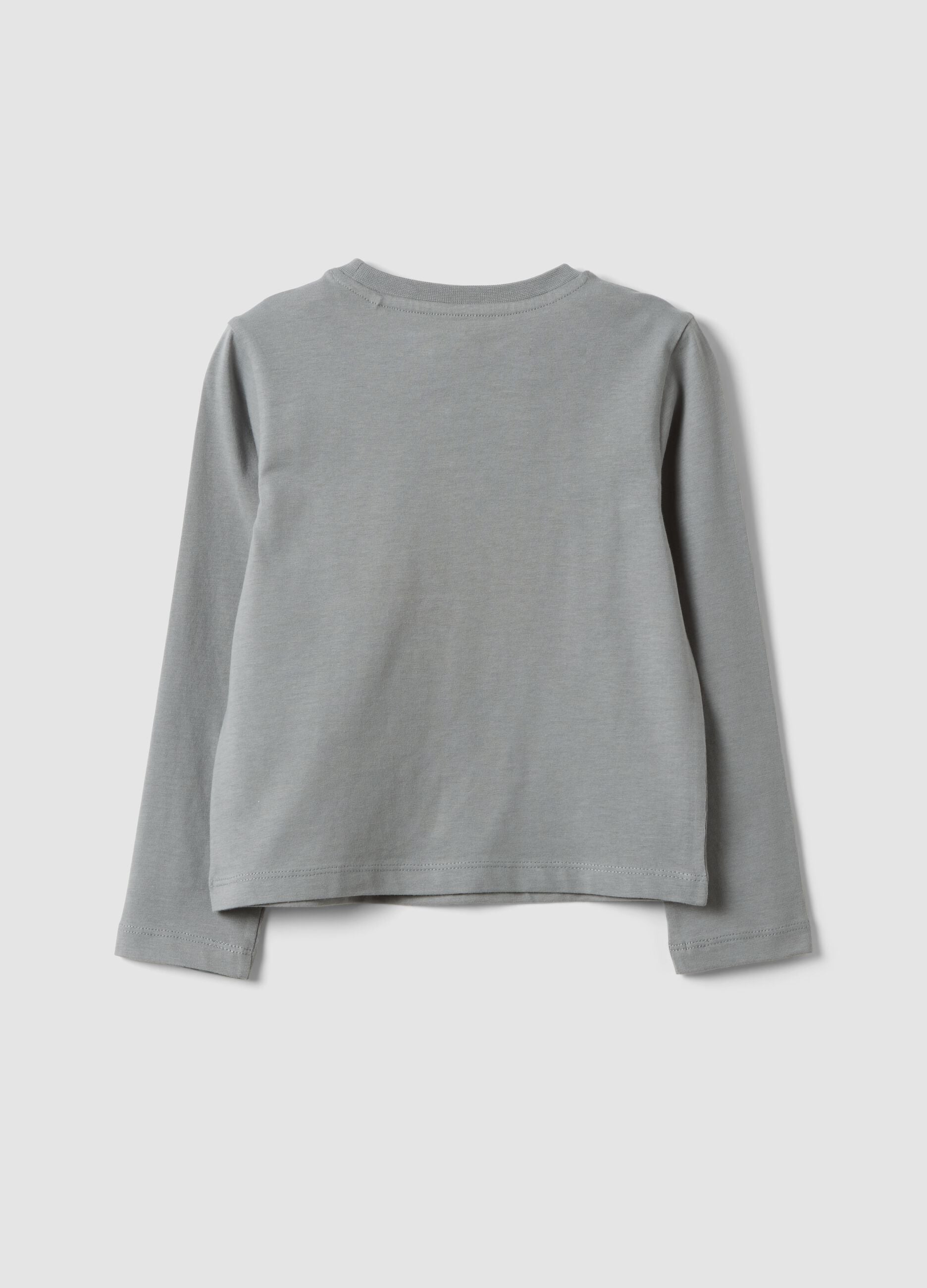 Grey organic cotton T-shirt with front print for girls