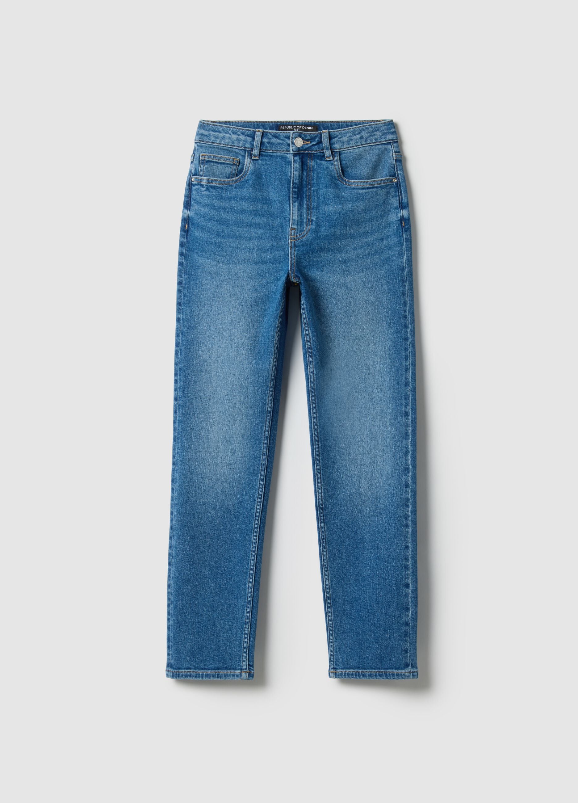 Slim fit stretch cotton blue jeans