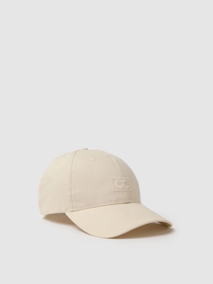 Berretto da baseball in puro cotone beige regular fit_0