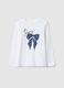 Girls' white pure cotton T-shirt, regular fit_0