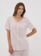Pink pure viscose pyjama with lace V-neck, regular fit_1