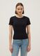 Black pure cotton regular fit T-shirt with contrast stitching_0