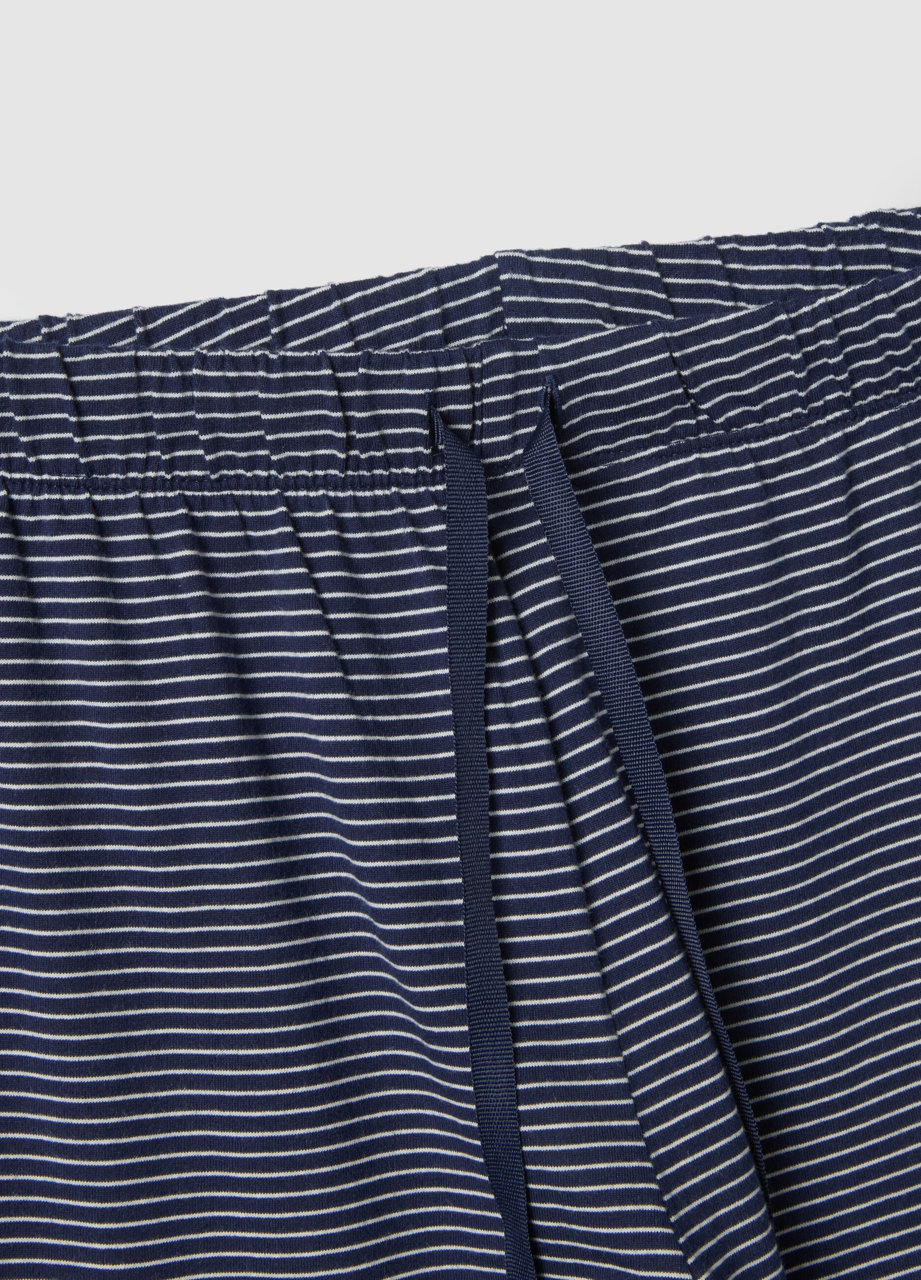 Multicolour striped pure cotton regular fit pyjama trousers