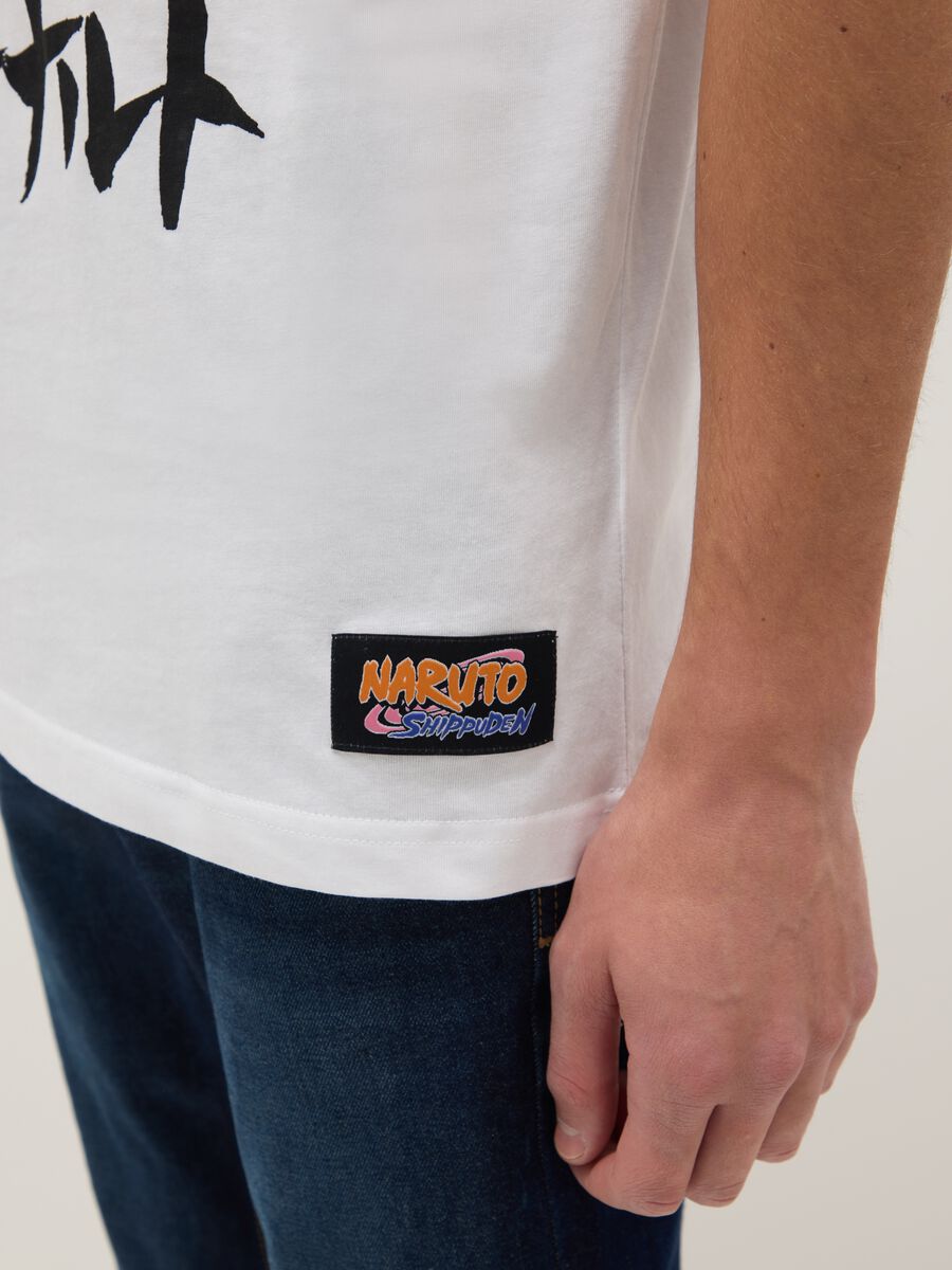 White pure cotton regular fit T-shirt with Naruto print_3