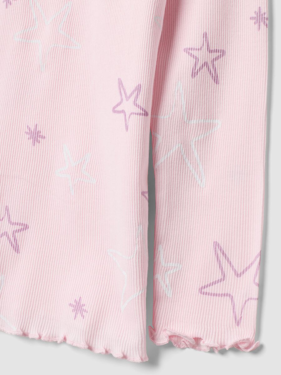 Pink organic ribbed cotton star pyjamas for girls_2