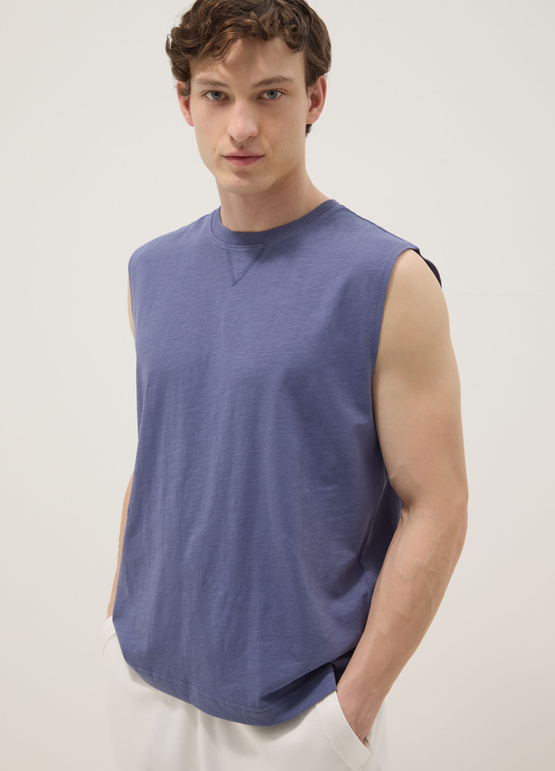 Blue Pure Cotton Vest