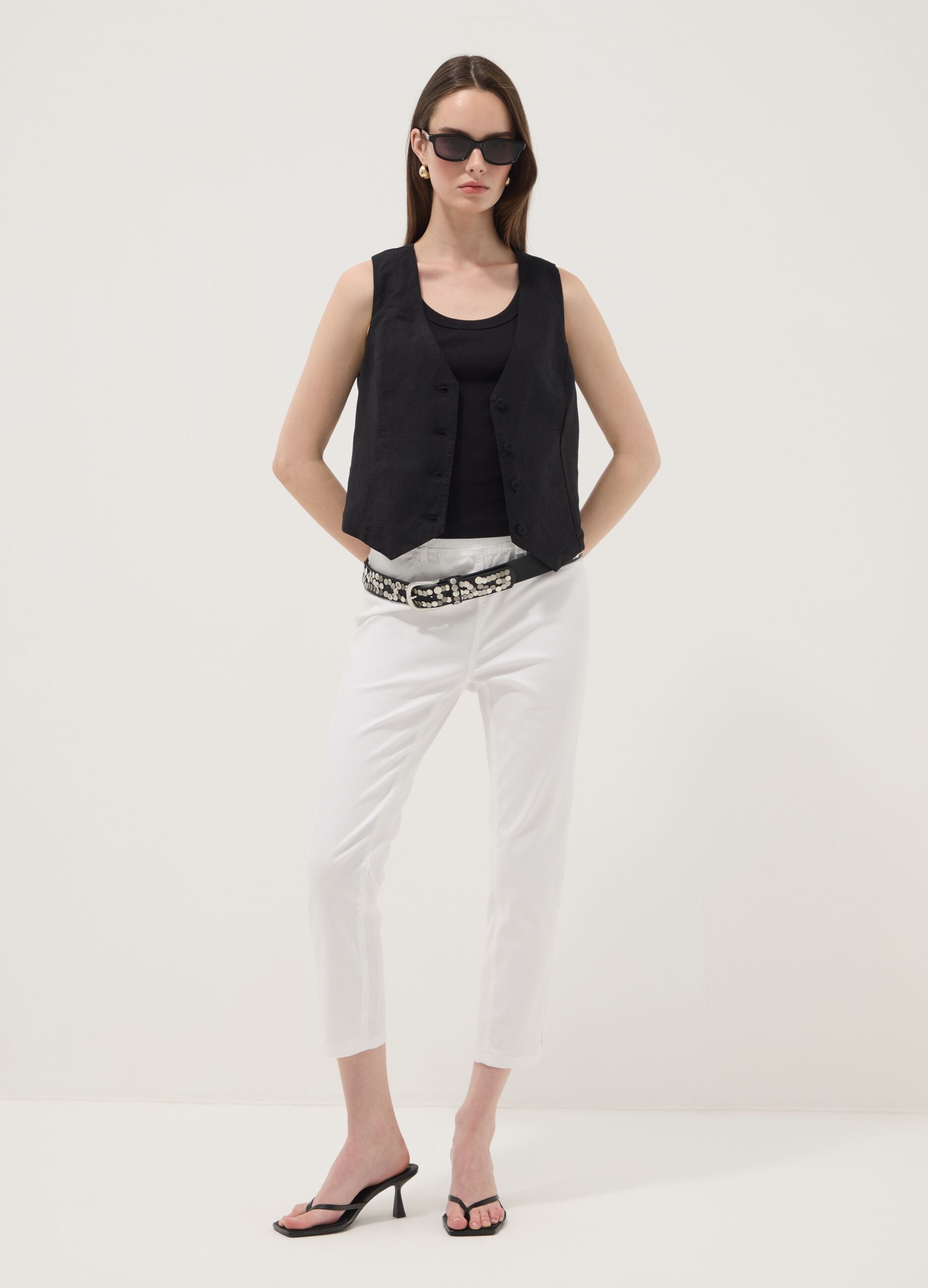 White skinny fit stretch denim cotton blend jeans
