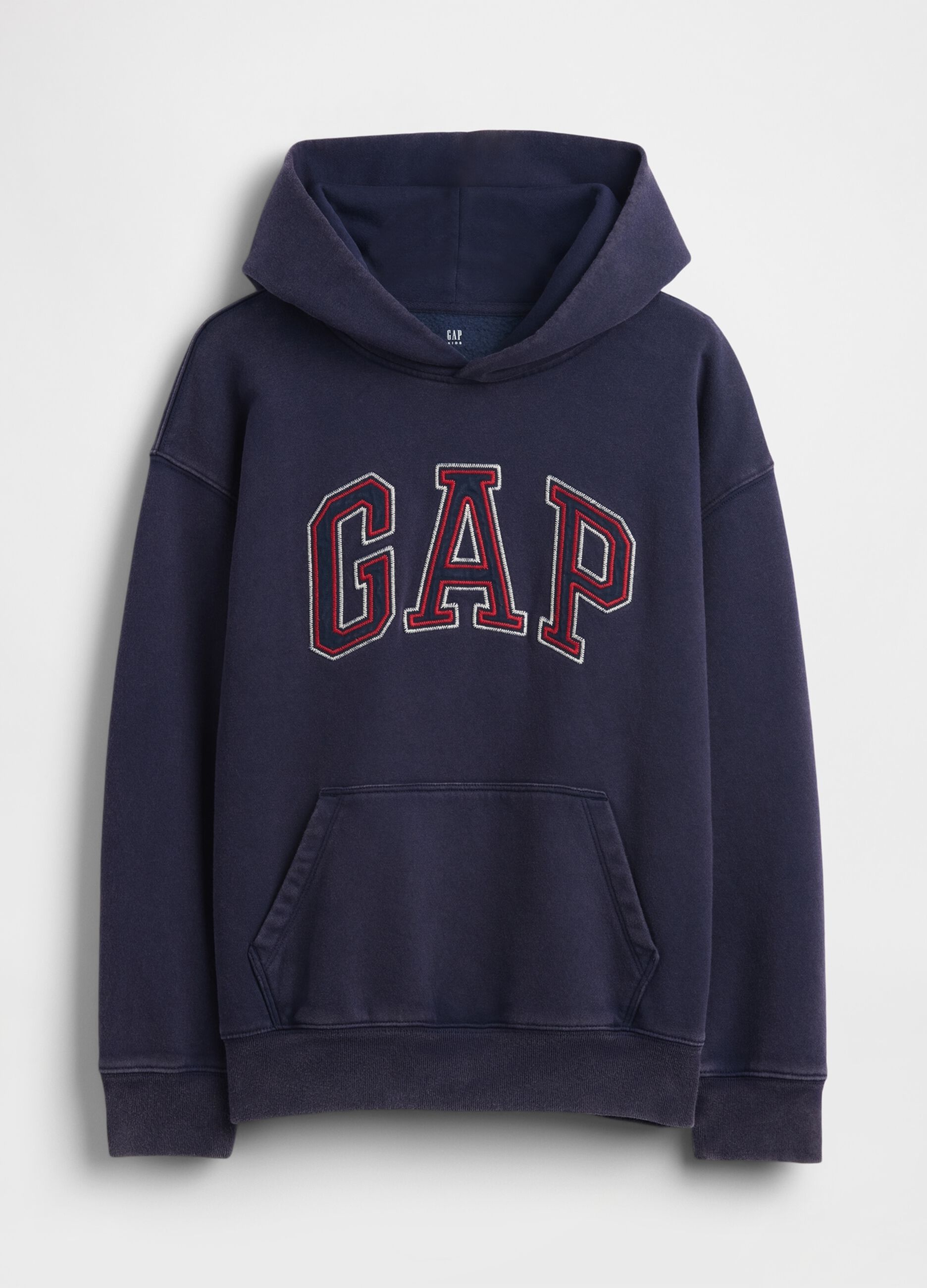 Blue cotton blend kids' hoodie regular fit with hood and logo