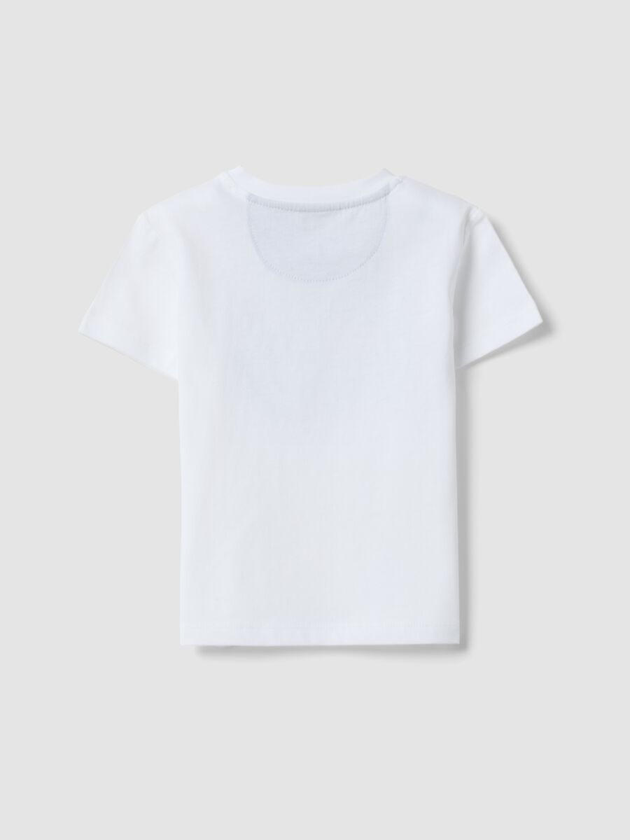 T-shirt bianca in puro cotone da bimbo con ricamo balena_1