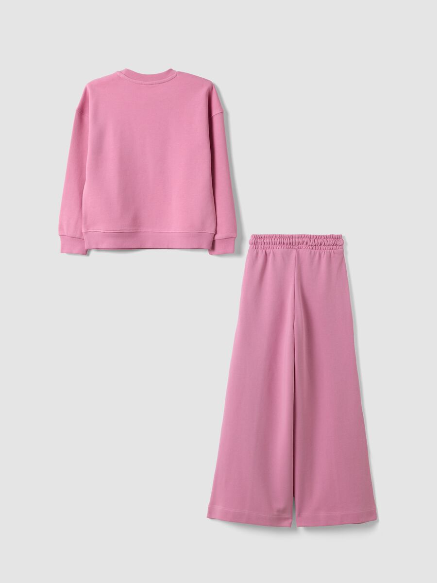 Pink cotton-blend crew-neck tracksuit with Stitch print for girls_1