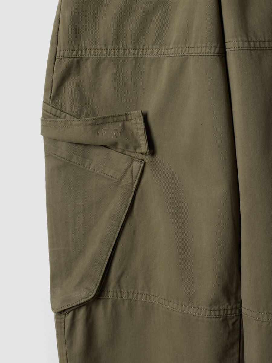 Girls&rsquo; green pure cotton straight-fit cargo trousers_4