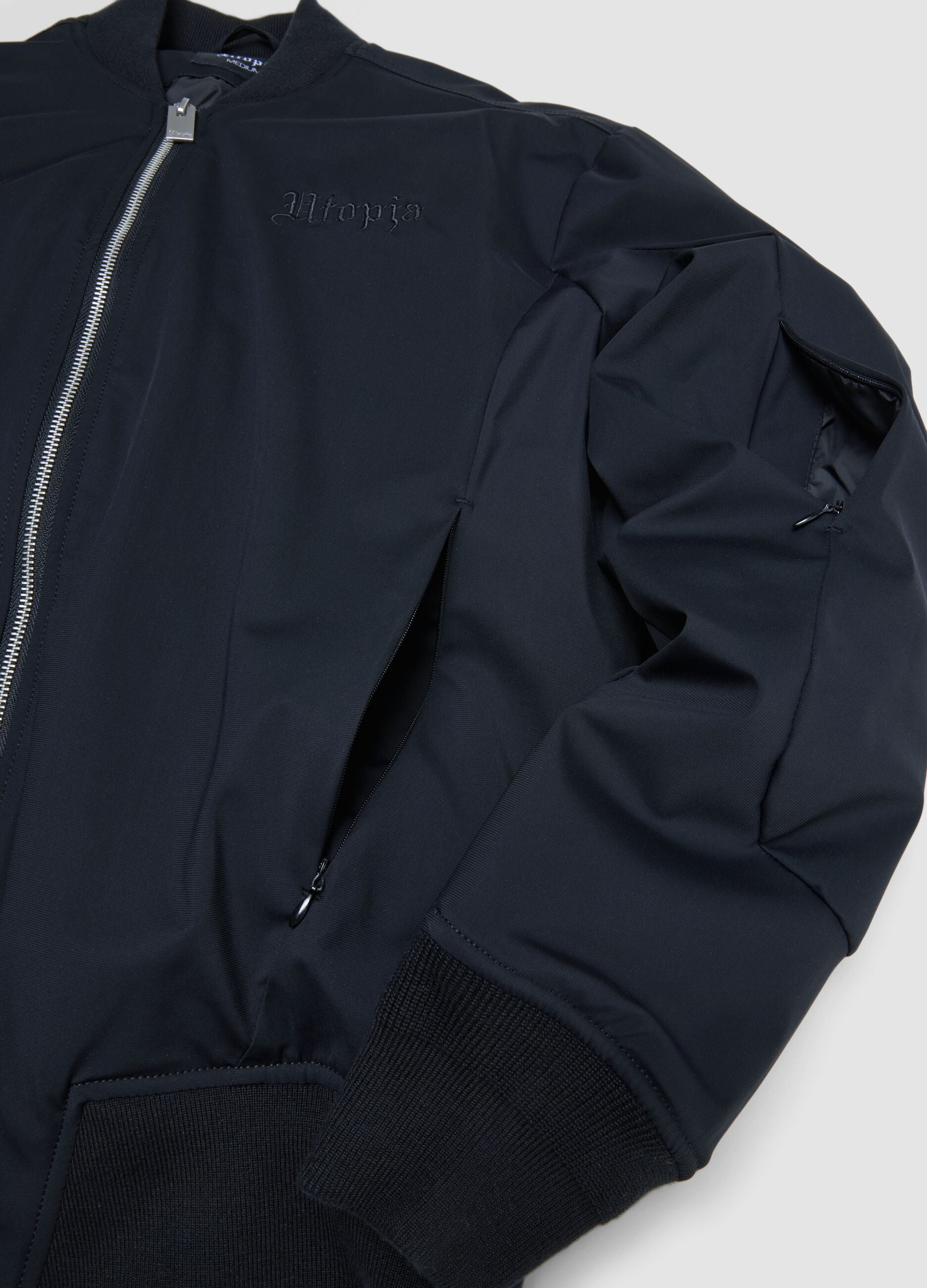 Black Nylon Bomber Jacket