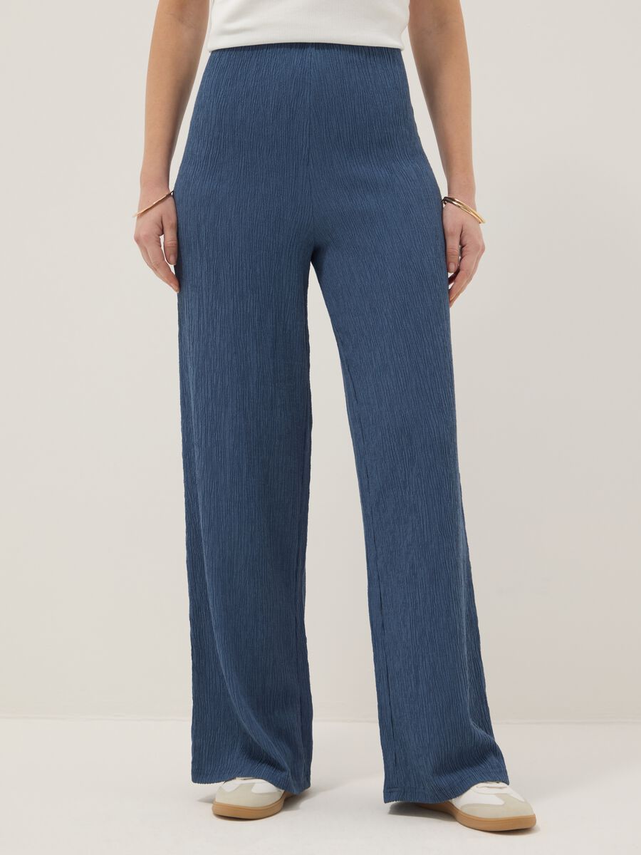 Blue relaxed fit maternity trousers in stretch viscose_1