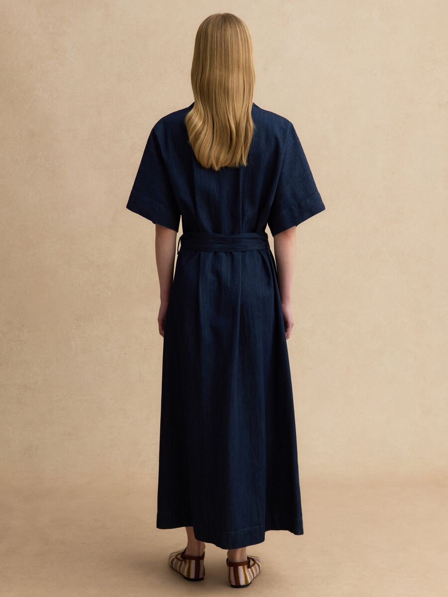 Long blue pure cotton maxi dress_3