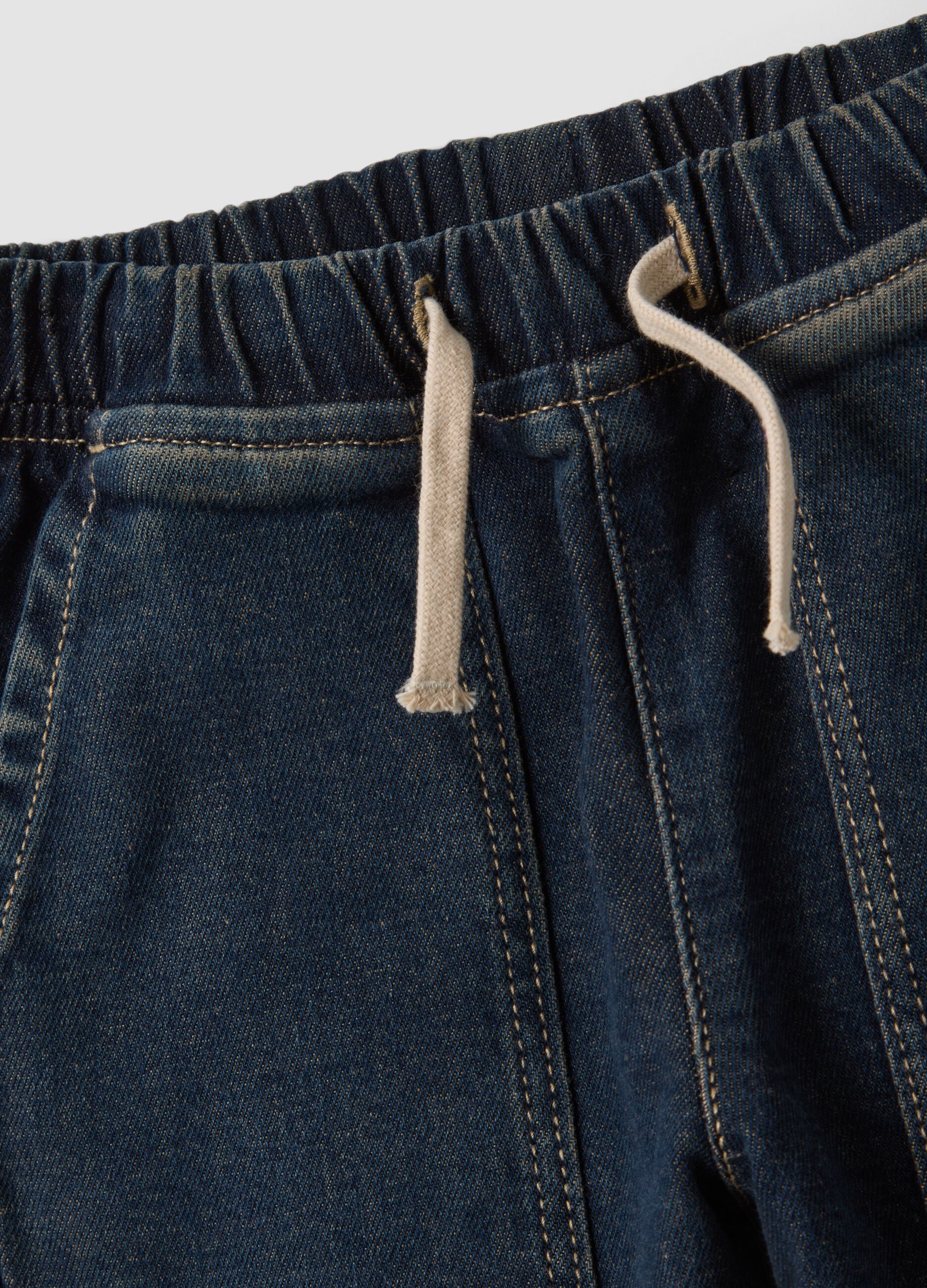 Blue stretch cotton balloon-fit trousers