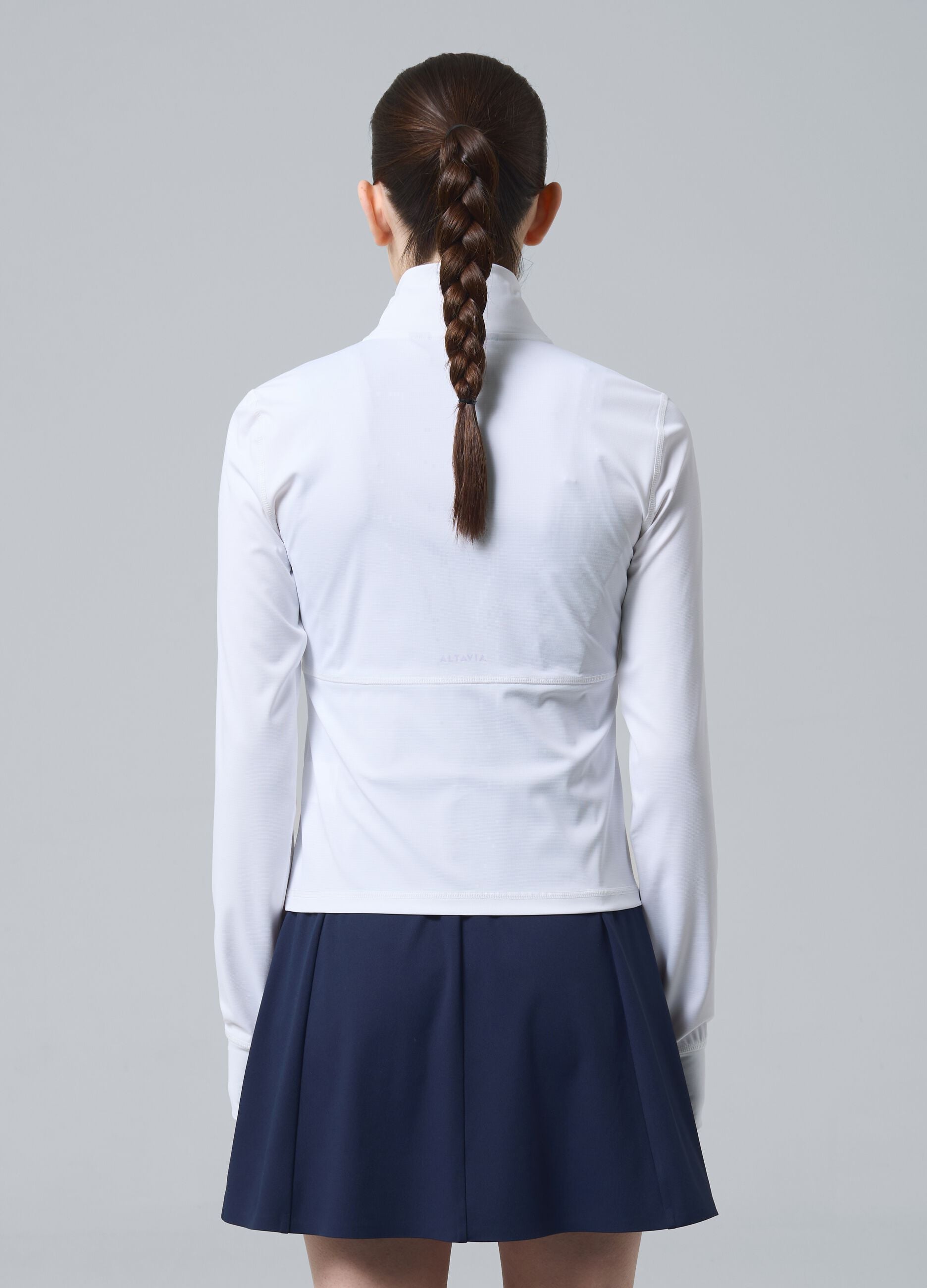 White ALTAVIA COURT full-zip sweatshirt in stretch technical fabric
