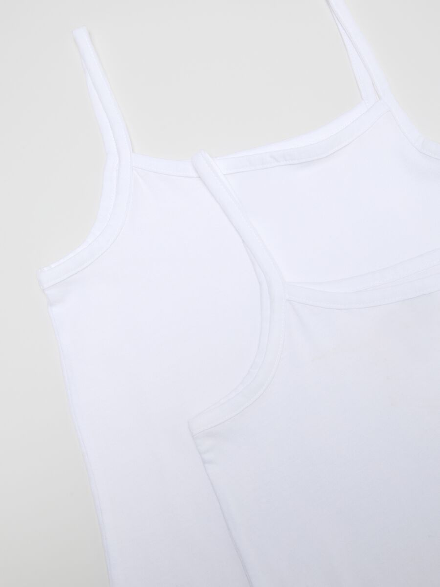 Girl's white tank tops bipack in pure cotton regular fit_3