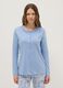 Blue pyjamas in pure cotton regular fit with floral details_1