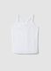 Girls' fitted white ribbed stretch cotton tank top_3