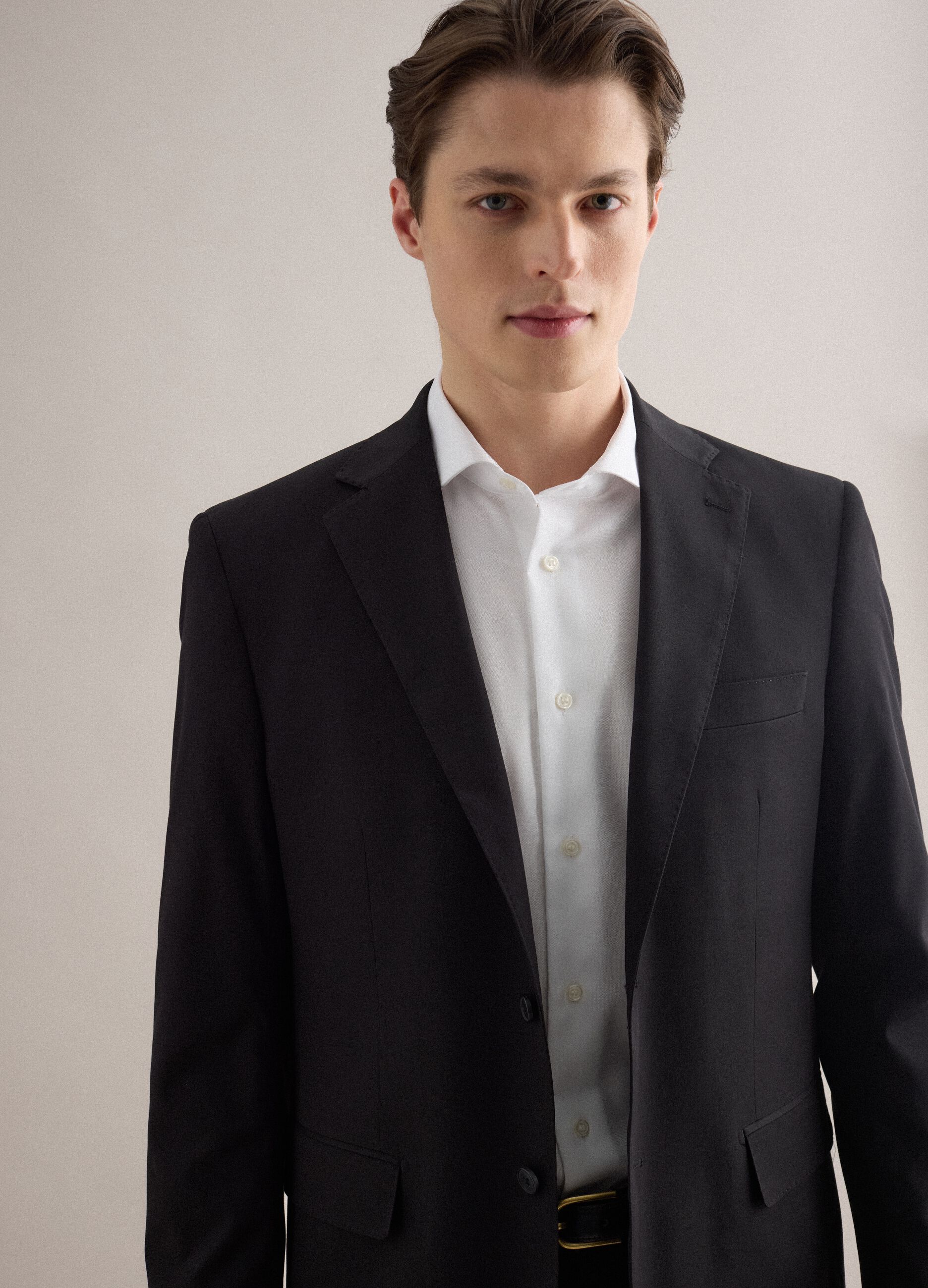 Single-breasted black regular fit blazer