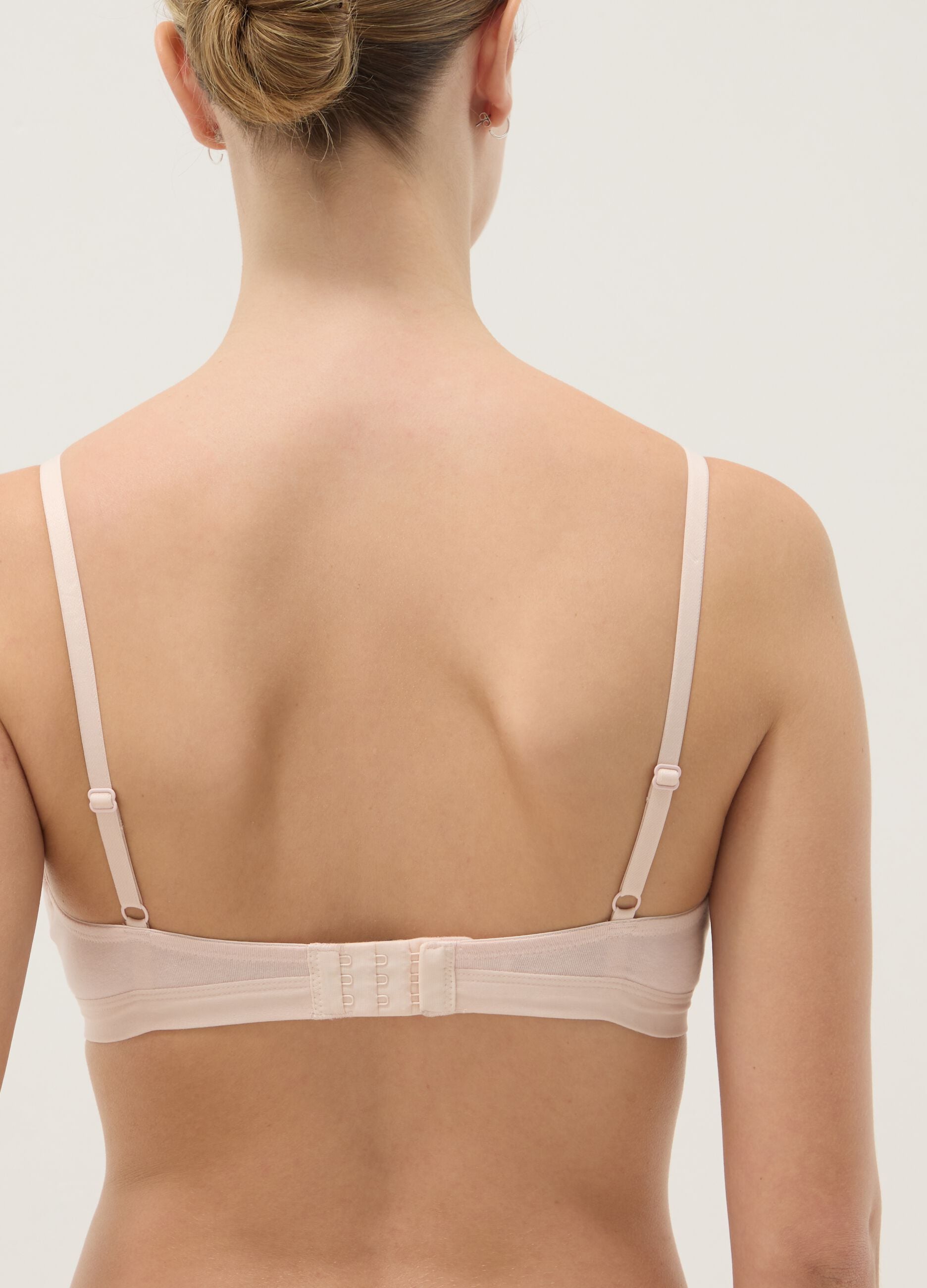 Pink stretchy cotton bra with thin straps