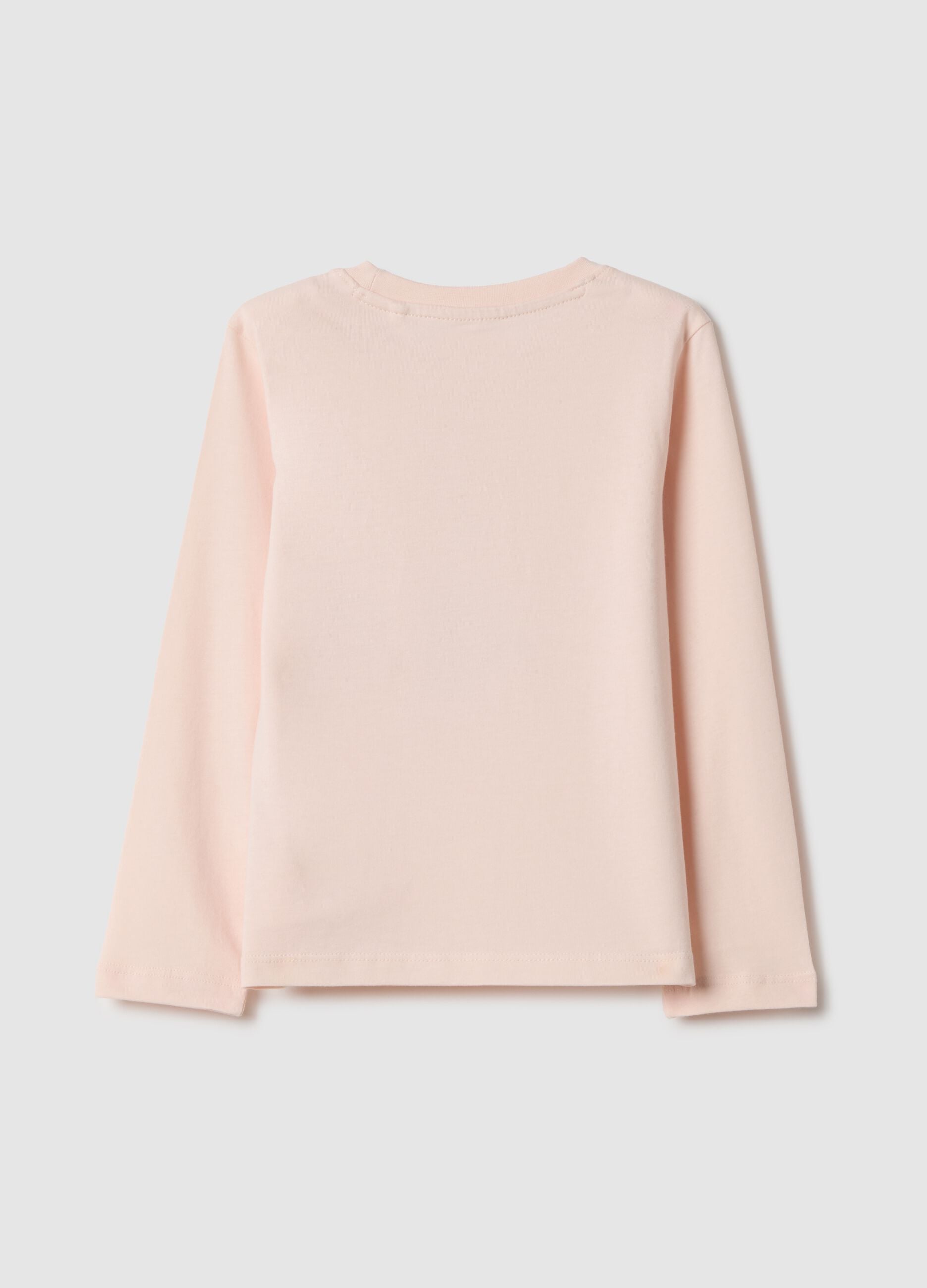 Pink pure cotton t-shirt for girls regular fit with print