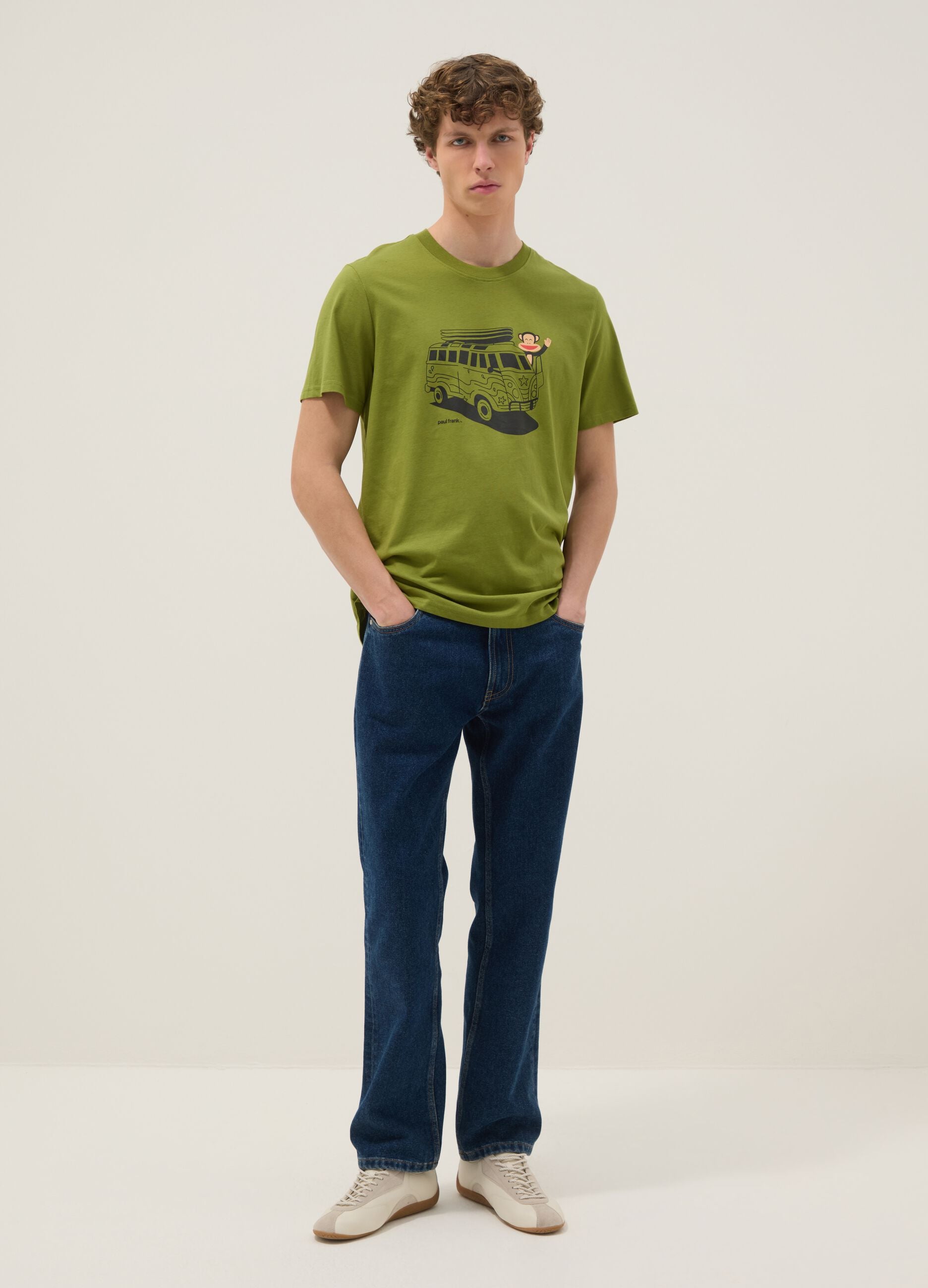 Green Paul Frank print T-shirt in pure cotton, regular fit