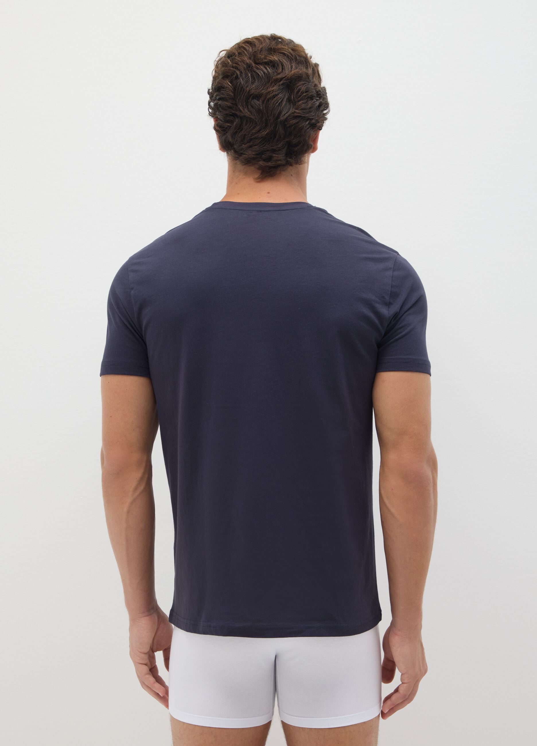 T-shirt da uomo in puro cotone blu