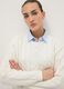 White cotton blend sweater regular fit with cable knit pattern_3