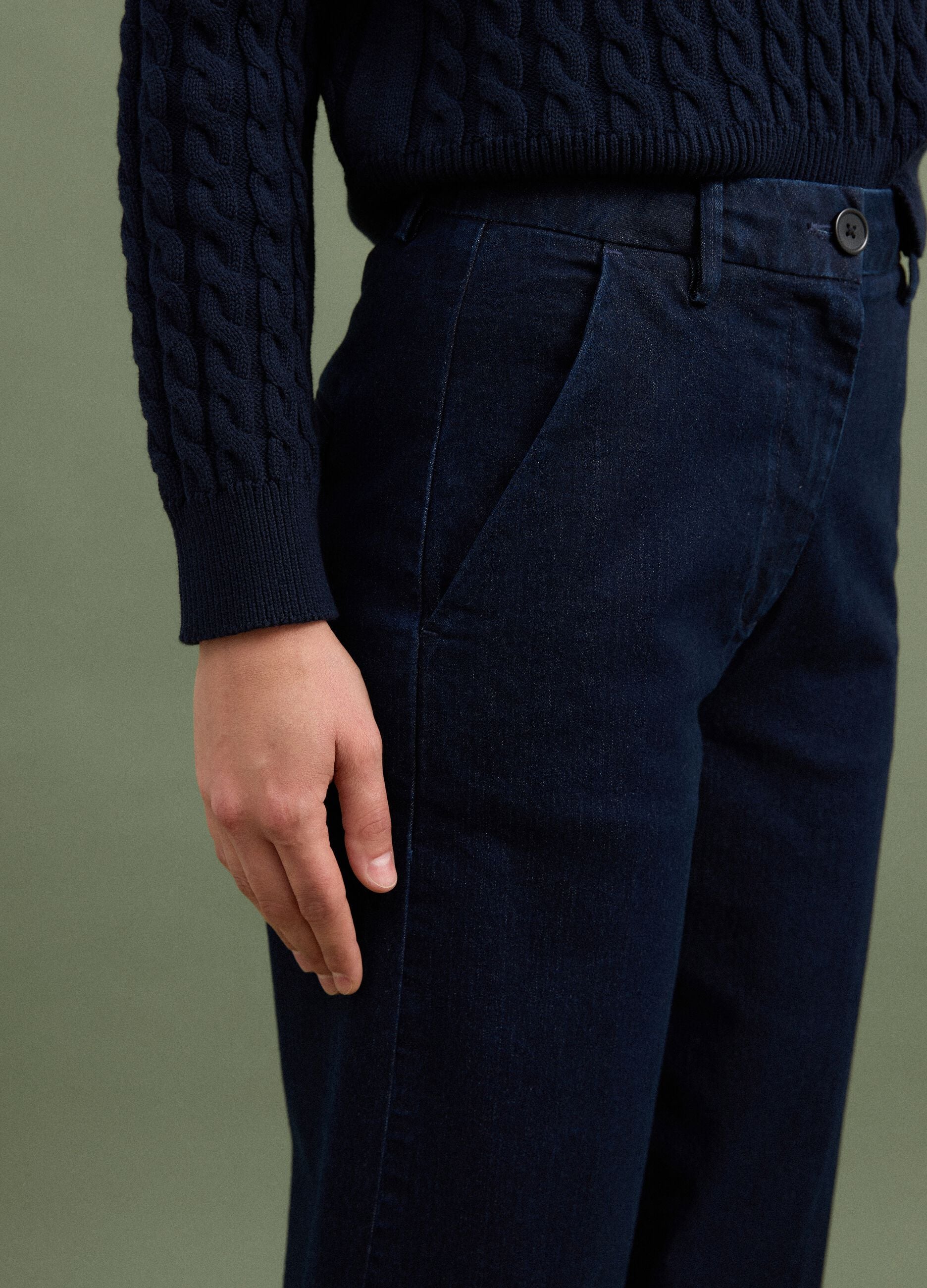 Blue wide-leg stretch cotton jeans