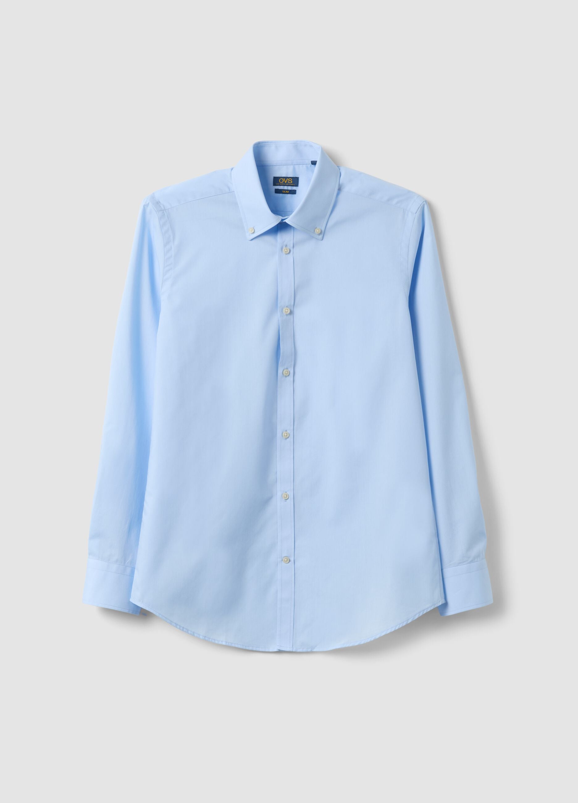 Light blue slim-fit easy-iron button-down collar shirt
