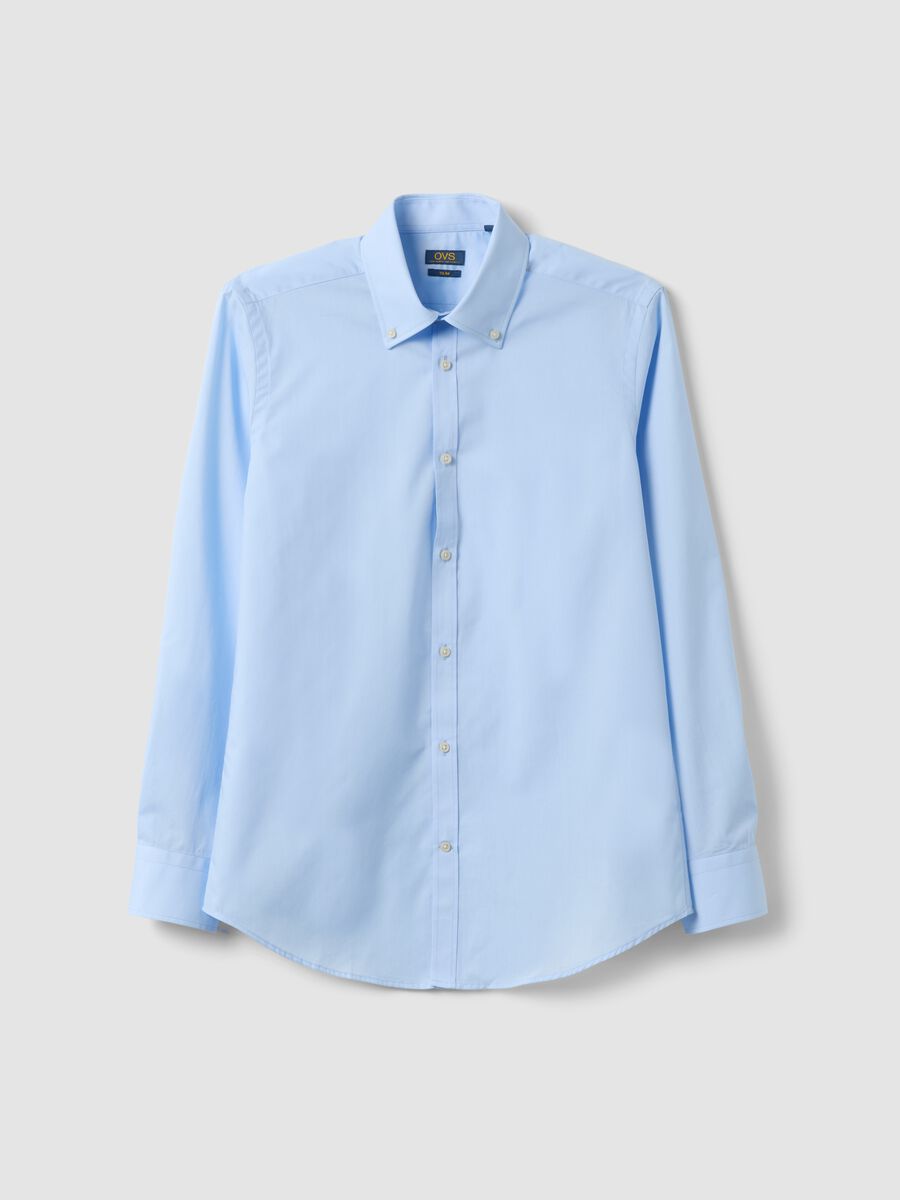 Light blue slim-fit easy-iron button-down collar shirt_4