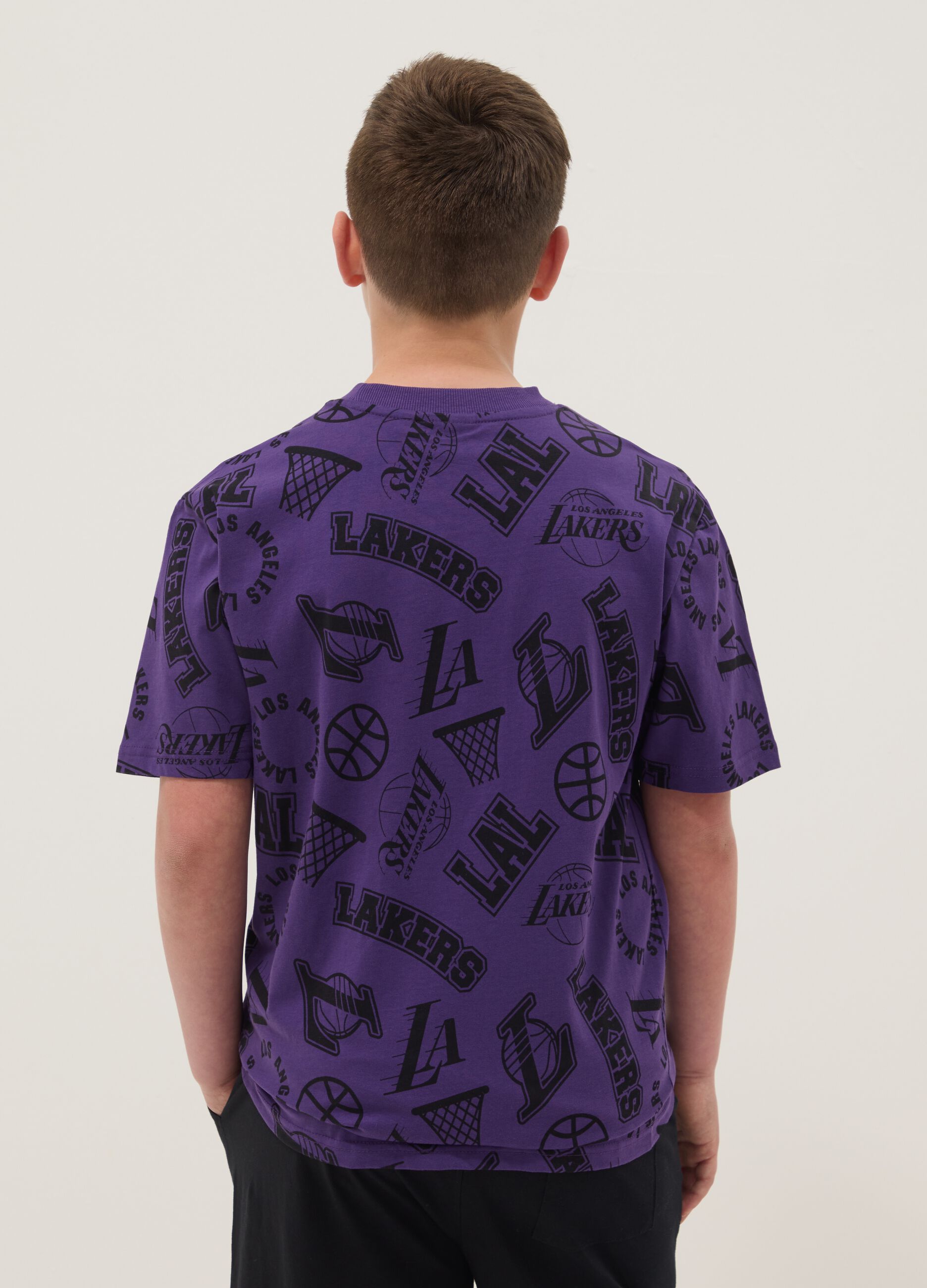 Purple short-sleeved pure cotton T-shirt