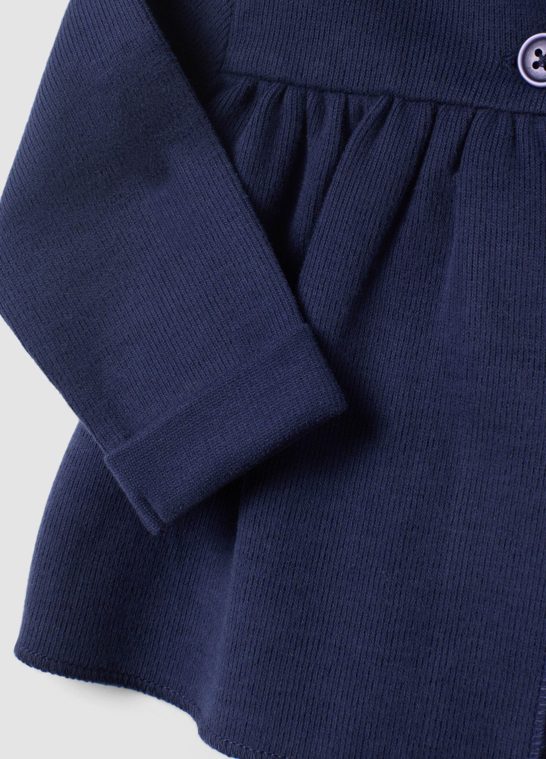 Blue organic cotton hooded sweatshirt for baby girl