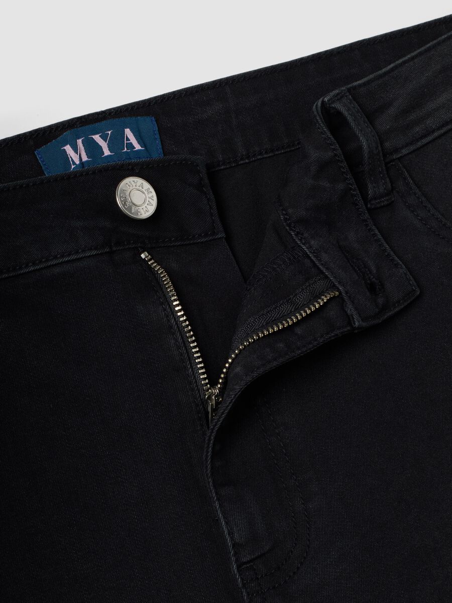 Black cotton and stretch viscose denim jeans with bootcut fit_6