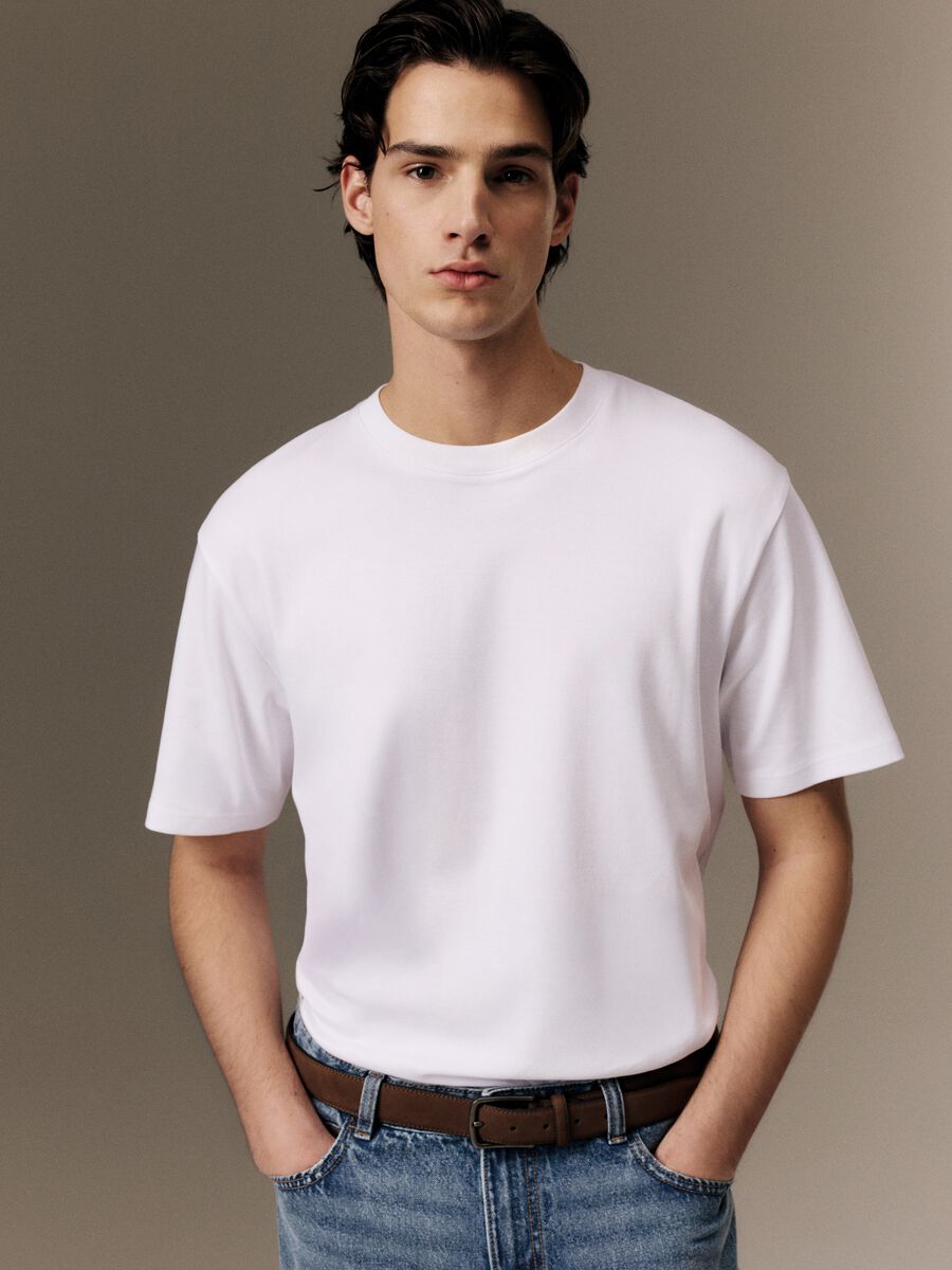 White Iconic Tee T-shirt in pure cotton relaxed fit_1