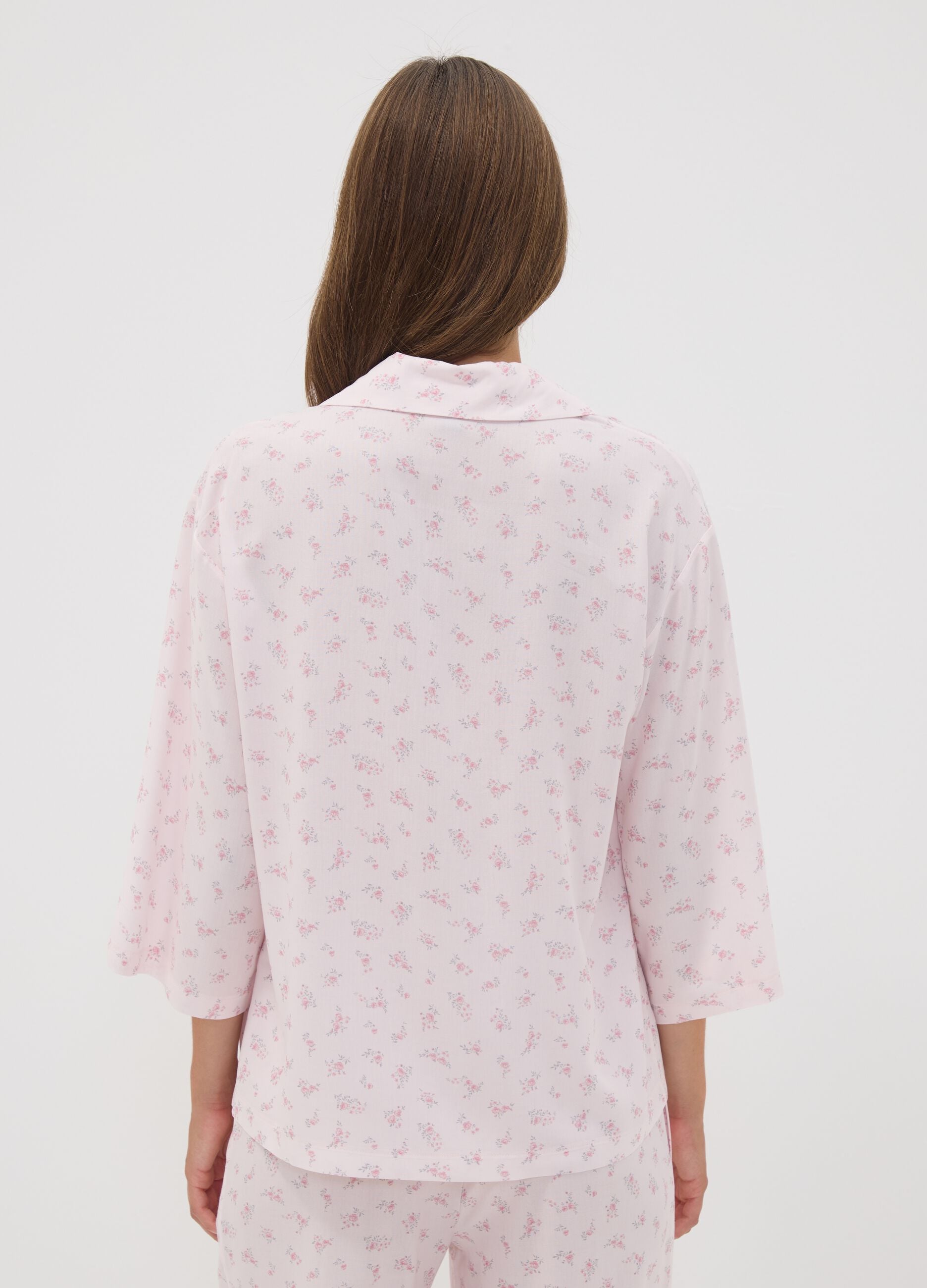 Pink floral pure viscose pyjama T-shirt