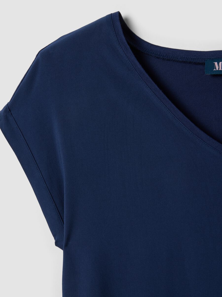 Blue pure viscose V-neck T-shirt, regular fit_6