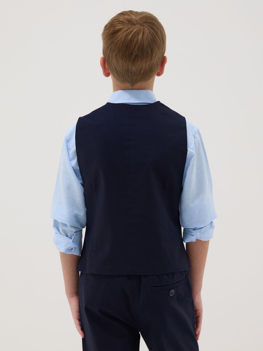 Boys' regular fit blue stretch cotton waistcoat_2